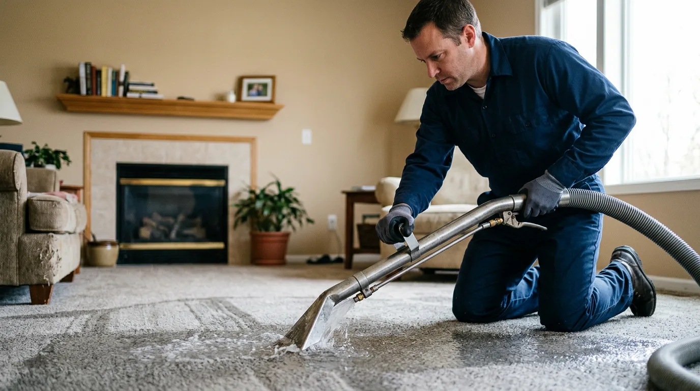 Water damage restoration technician working near Palmer, IA